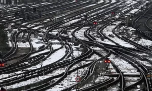  UK shoppers and workers kept home by rail strikes and cold snap